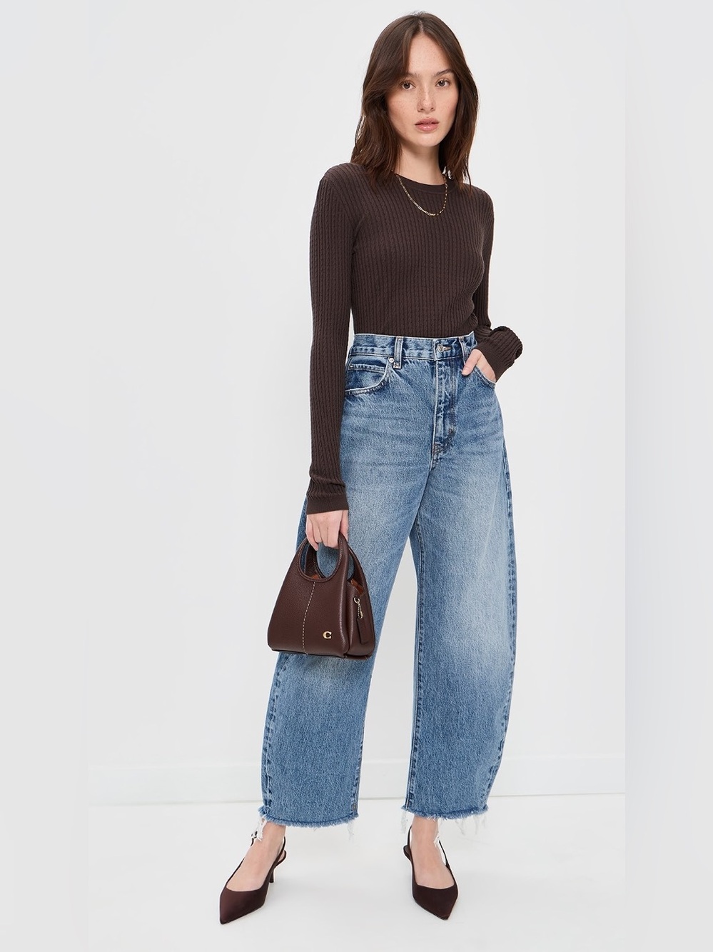 Frame Denim High-Rise Wide-Leg Jeans in Light Blue